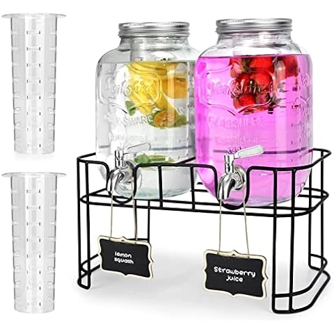 Le'raze 1 Gallon Glass Mason Jar Drink Dispenser With Stainless