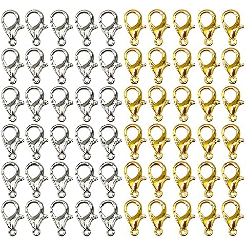 300Pcs Lobster Claw Clasps for Jewelry Making,Metal Alloy Curved