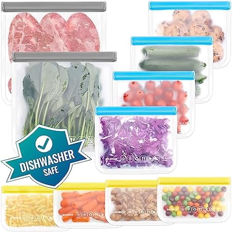  IDEATECH Reusable Storage Bags Stand Up, 18 Pack Reusable  Sandwich Bags, BPA Free Freezer Lunch Bags, Reusable Bags Silicone for  Travel, Food (18Pack-4Large Bags+7Sandwich Bags+7Snack Bags): Home & Kitchen