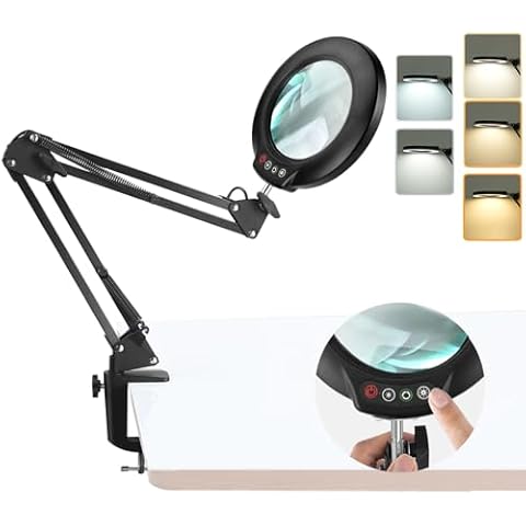 MAGDEPO 3X Magnifier with Light and Stand Hands-Free/Handheld Enlarger 10  Dim