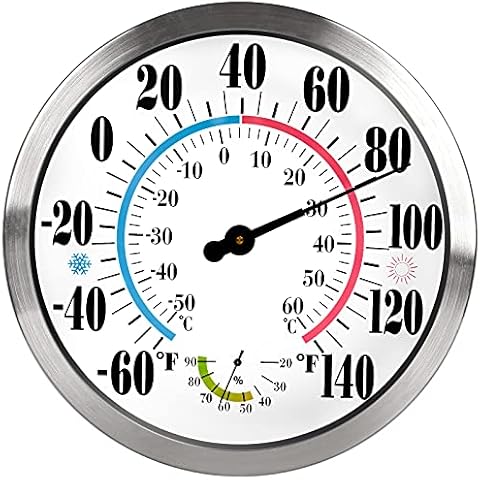 Outdoor Thermometer 8.5 With Large Bold Numbers Wall Mounted Indoor  Thermometer