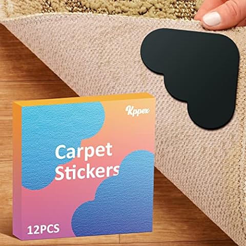 10 Pcs Anti Curling Carpet Tape Rug Grippers, Non Slip Rug Runner Gripper  Pad for Area Rugs Double Sided Washable Reusable Pads for Tile Hardwood  Floors, Carpets, Floor Mats, Wall, Black 