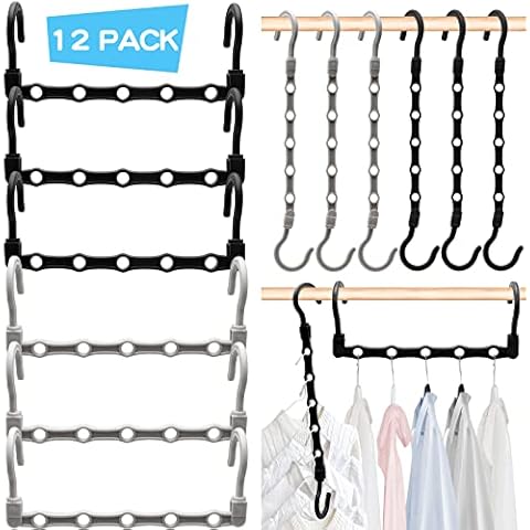 12 Pack New Space Triangles Clothes Hanger Connector Hooks Ultra- Premium Hanger  Hooks Triple Closet Space AS-SEEN-ON-TV