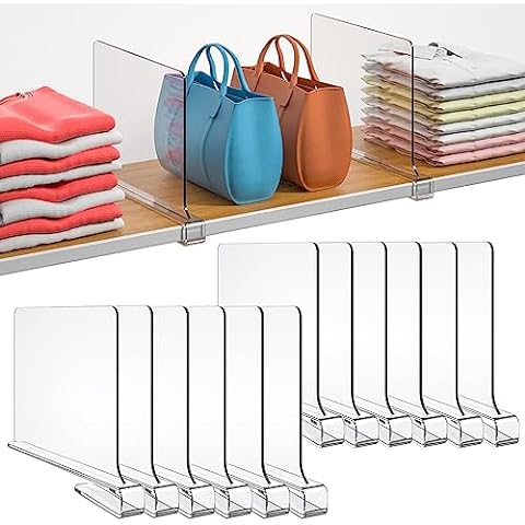 Fixwal 12pcs Shelf Dividers for Closet Organization Acrylic Shelf