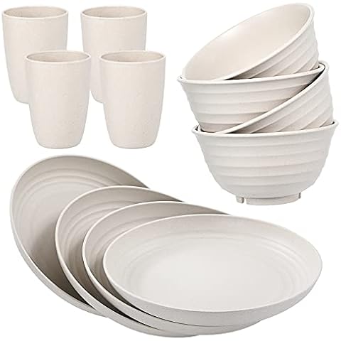 Grow Forward Premium Wheat Straw Dinnerware Sets - 8 Piece Unbreakable –  SHANULKA Home Decor