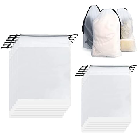 APQ Clear Drawstring Bags 10 x 12 Inch, Pack of 100 Drawstring Travel Shoe  Bags for Packing, 2 Mil PE Clear Plastic Shoe Bags, Reusable Plastic Travel  Bags for Shoes with Double