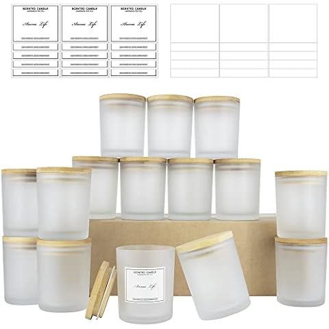 10oz, 8 Pack Thickened Glass Candle Jars with Bamboo Lids, Candle  Containers