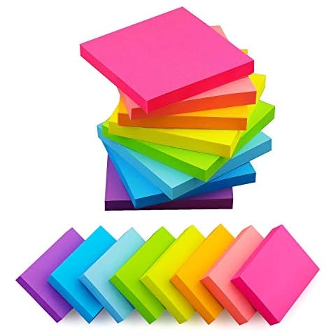 Sticky Notes 3x3 Self-Stick Notes Bright Colors Sticky Notes 4 Pads 90  Sheets/Pad (Black)