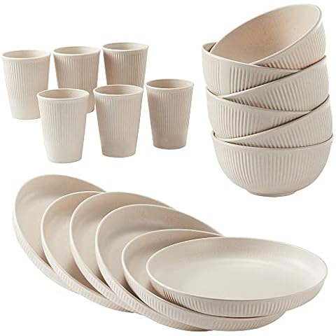 Grow Forward Premium Wheat Straw Dinnerware Sets - 8 Piece Unbreakable –  SHANULKA Home Decor