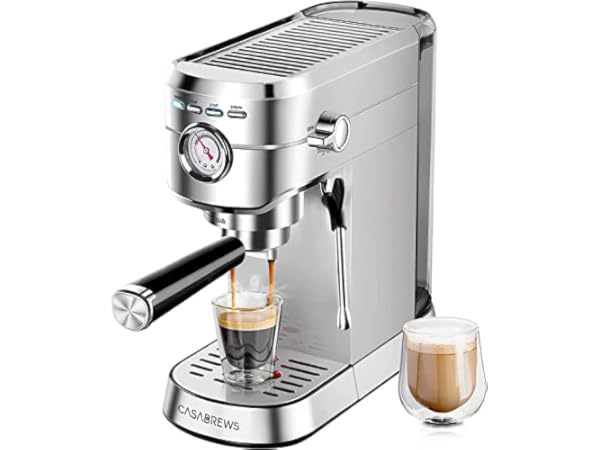 Geek Chef Espresso Machine, Espresso & Cappuccino Latte Maker 20 Bar Coffee  Machine Compatible with ESE POD Capsules Filter&Milk Frother Steam Wand,  950W, 1.5L Water Tank, Black&Silver 