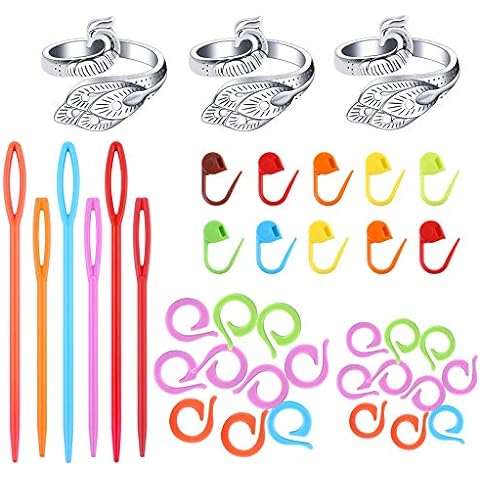 Stitch Markers Ortarco 120 PCS Crochet Stitch Markers with 4 PCS Large Eye  Sewing Blunt Needles 3 Sizes for Knitting Sewing Stitching Weaving 10