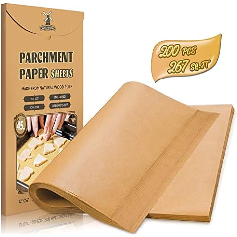Unbleached Parchment Paper for Baking, 15 in x 200 ft, 250 Sq.Ft, Baking Paper, Non-Stick Parchment Paper Roll for Baking, Cooking, Grilling, Air