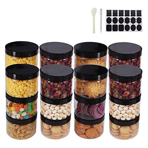 20 Pack 4oz Clear Plastic Jars with Lids,Wide-mouth Refillable Storage Containers,Empty Round Containers for Candy,Beads,Lotion,Slime Making and