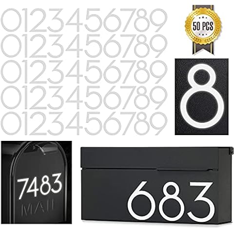 Unique Bargains 3.27 Inch Reflective Mailbox Numbers Sticker 3 Set