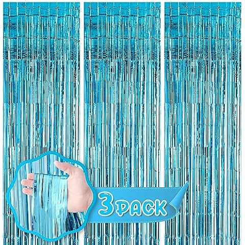 PartyWoo 2 pcs Royal Blue Foil Fringe Curtain, Metallic Foil Tinsel Fr