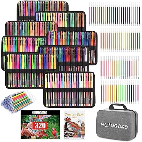 18 Color Glitter Gel Pens for Adult Coloring Books, Glitter Pens 300% More  Ink Glitter Gel Pen Set for Drawing Doodling Journaling Craft Art Supplies