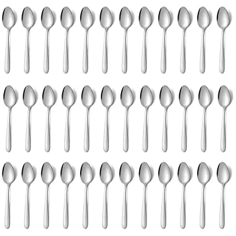 36 Pieces Teaspoons Set (62 Inch), Pleafind Spoons Silverware, Stainless  Steel Tea Spoons, Small Spoons, Mirror Polished Teaspoo