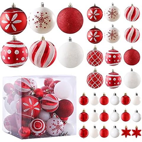 36pcs Christmas Tree Decoration Set Including 36 Pcs Shiny Balls,  Electroplating Balls And Hanging Accessories For Christmas Scene Layout