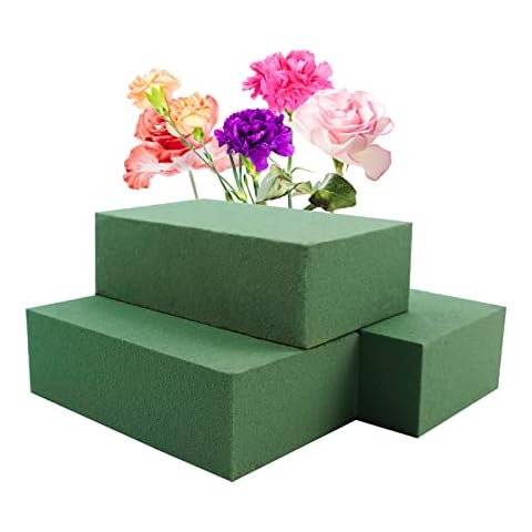 FORTETOP Floral Foam Blocks for Fresh and Artificial Flowers, Each (9” L x  4” W x 3” H), Dry and Wet Pack of 6 Flower Foam for Wedding, Birthdays