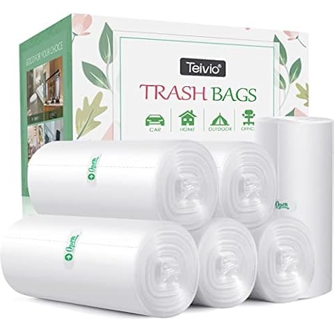 1.2 Gallon (5 Liter) Small Trash Bags (440 Count) Bathroom Garbage Bags 1  Gallon Clear Plastic Wastebasket Can Liners for Home and Office Bins, 440