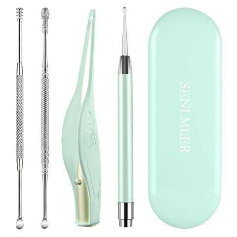 Ear Wax Removal Tool with Led Light for Kids - Toddlers, Infants, Baby and  Adult by BonnyEars | Stainless Steel Earwax Remover Kit | Ear Pick Spoon