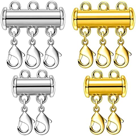 Layered Necklace Spacer Clasp,magnetic Slide Clasp Lock Necklace Connector  Multi Strands Slide Tube Clasps,6pack