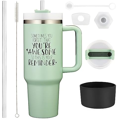 TOURIT 40 oz Tumbler with Handle and Straw, 3 in 1 Sip-All-Way Lid