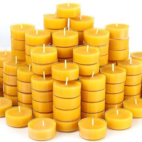  25PCS Pure Beeswax Tealight Candles, Natural Scent, Clear Cup :  Home & Kitchen