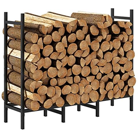 8.5FT Outdoor Firewood Rack with Cover, 102x14.2x46.1 in, Heavy