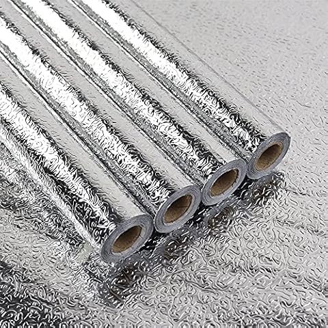 CRE8TIVE 24 x 118 Wide Silver Aluminum Foil Contact Paper Peel and Stick  Waterproof Oil Proof Stainless Steel Wallpaper Heat Resistant for Kitchen  Stove Backsplash Renovation Fridge Dishwasher Decor 