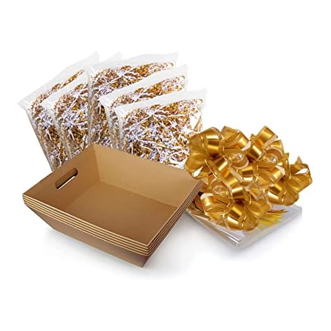 Upper Midland Products Small Empty Plastic Gift Baskets, 5 Pack, Beige
