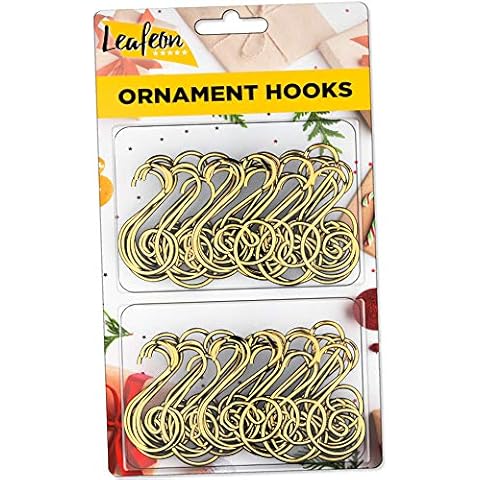 200 Pieces Christmas Ornament Hooks Bulk 1.6 Inch Metal Xmas Tree Ornament  Hangers C and S Shaped Ornament Hooks with Storage Box for Christmas Tree