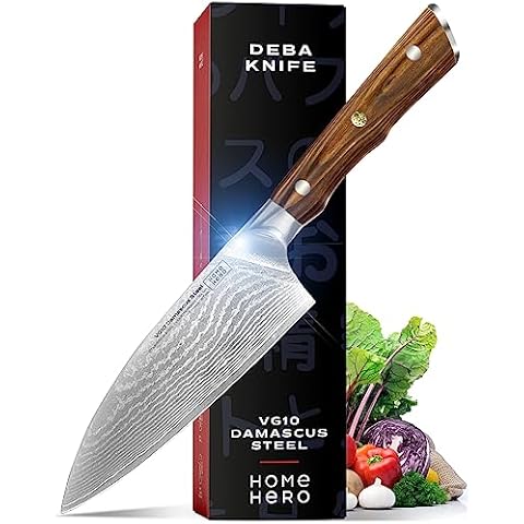 1pc, Professional Chef Knife, 8 Inch Damascus Kitchen Knives Of Japanese  VG-10 Stainless Steel ,Ultra Sharp Blade And Ergonomic Handle, Stain  Resistan