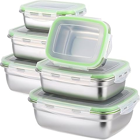 Cykorxicc 12PC 304 Stainless Steel Food Storage Containers with Lids  Leakproof, Meal Prep Container Airtight, Lunch Boxes, Kimchi Containers for  food