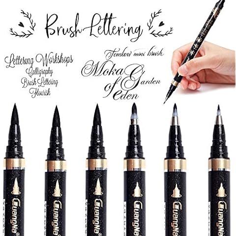 Rilanmit Hand Lettering Pens, Calligraphy Pen 1 Count (Pack of 6), Black2