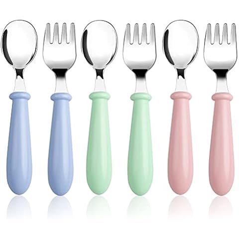 Elk and Friends Kids Silverware with Silicone Handle | Childrens Safe  Flatware | Toddler Utensils | Baby Spoons + Forks | Stainless Steel Cutlery