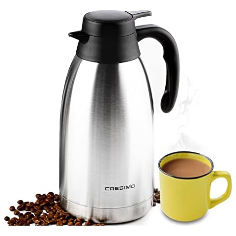 Tiken 68 Oz Thermal Coffee Carafe, Stainless Steel Insulated Vacuum Coffee  Carafes For Keeping Hot, 2 Liter Beverage Dispenser (Silver)