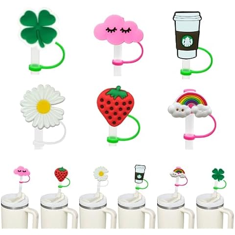 cute DOGS Straw Tips Covers,Food Grade Reusable Silicone Straw Tip,funny  Straw Covers Cap Plugs,Anti-dust Soft Straw Toppers Drinking Straw Tips  Lids