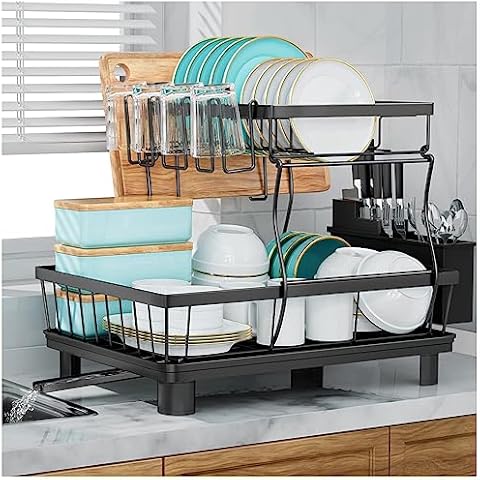 Runnatal Large Dish Drying Rack with Drainboard Set, Detachable 2
