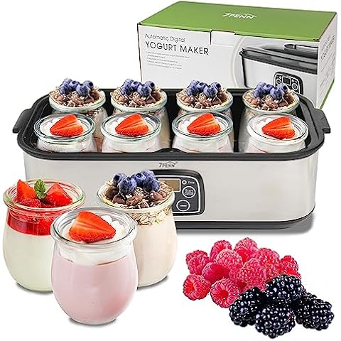 Suteck Yogurt Maker SNJ-159B Automatic Digital Machine with 8 Glass Jars