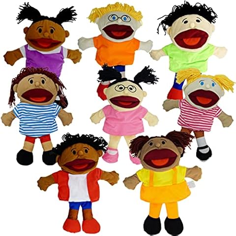 6 Pcs Family Hand Puppets 12 Inch Grandparents, Mom & Dad, Brother & Sister  Plush Hand Puppet Toys Role-Play Toy Puppets for Kids Storytelling