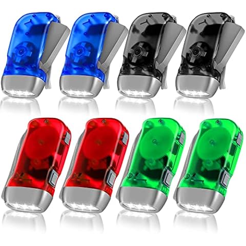 Guyuyii 4 Pack Hand Crank Flashlight, Powerful Emergency Light Safety Tool  with 3 LED White Light, Built-in Battery, Crank Flashlights for Camping