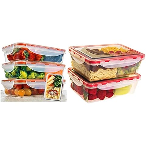  Bento Lunch Box 2pcs set 40,5 oz- Meal Prep Containers  Microwavable - BPA Free - External Leak Proof - Portion Control Food  Organizer Boxes Dishwasher Compatible Snap Locking Lid: Home & Kitchen