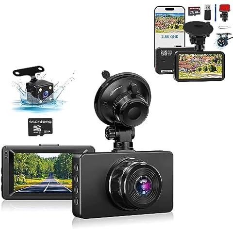 Ssontong Dash Cam Front and Rear WiFi/APP Control 64G SD Card 2.5K QHD  Night Cam