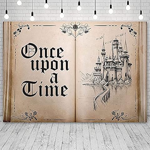 ABLIN 7x5ft Fairy Tale Books Backdrop Old Opening Book Once Upon A Time Ancient Castle Princess Romantic Story Photo Background Wedding Birthday