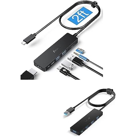 Aceele USB C Hub 4 Ports, Aluminum USB C to USB Hub with 2ft