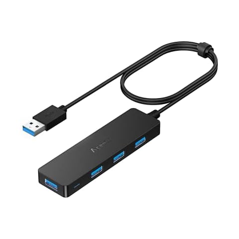  Aceele USB 3.0 Hub, 6 in 1 Ultra Slim Data USB Hub with 4ft  Extended Long Cable, USB Multiport Hub with Micro USB Powered Port, SD/TF  Card Slot Port, Compatible for