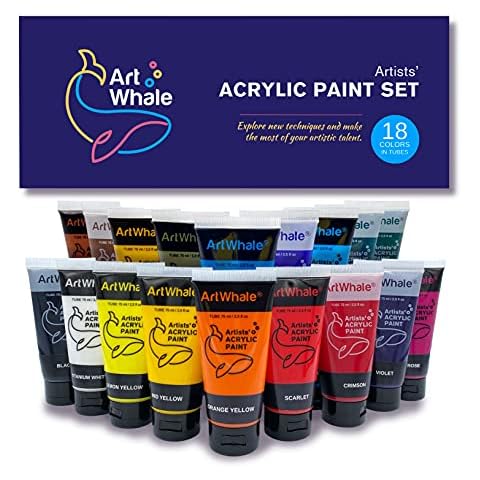 Art Whale Gouache Paint Set 42 Colors 50 ml, 1.7 fl oz Cups With Lids in a  Carrying Case Water-Based Paint Set for Painting on Canvas, Paper, Wood 
