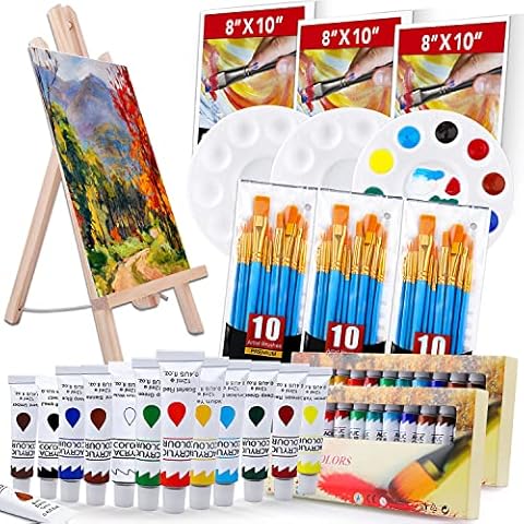 Acrylic Paint Set,56 PCS Professional Painting Supplies with Paint Brushes,  36 Colors Acrylic Paints, 1 Easel, 2 Painting Canvases, Palette, Paint