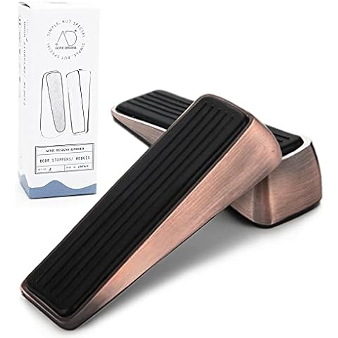 Strongest Door Stopper, Heavy Duty Door Stop Wedge Made of Premium Quality  Zinc and Rubber Suits Any Door, Any Floor. Set of 2 Plus Bonus Self